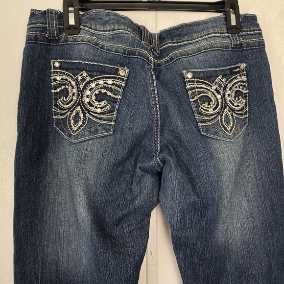 Y2K‎ Angels Womens 13 Jeans Embellished Bootcut Medium Wash Jeans Sequin Western - Picture 1 of 10